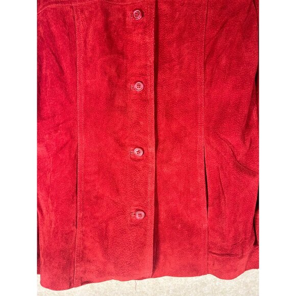 Vintage Red Suede Leather Jacket by Jaclyn Smith Button-Front Womens Size M - Picture 6 of 12